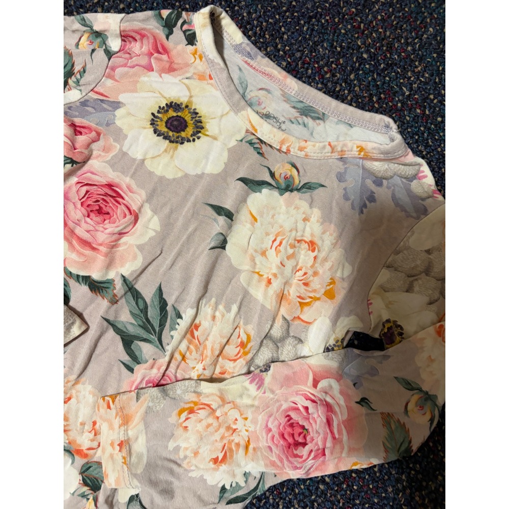 Posh Peanut Girls Floral Long Sleeve Shirt Bamboo Viscose 4T Lavender Pink